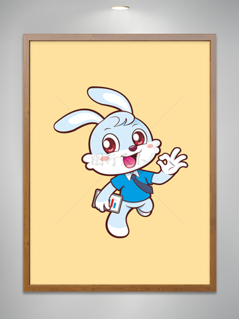 卡通可愛小兔商務經理OK手勢