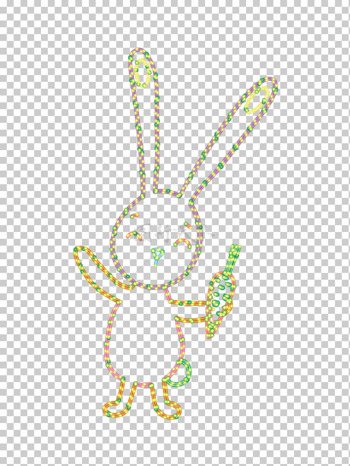 手绘卡通动物小兔拿着萝卜霓虹灯招牌矢量图插画素材