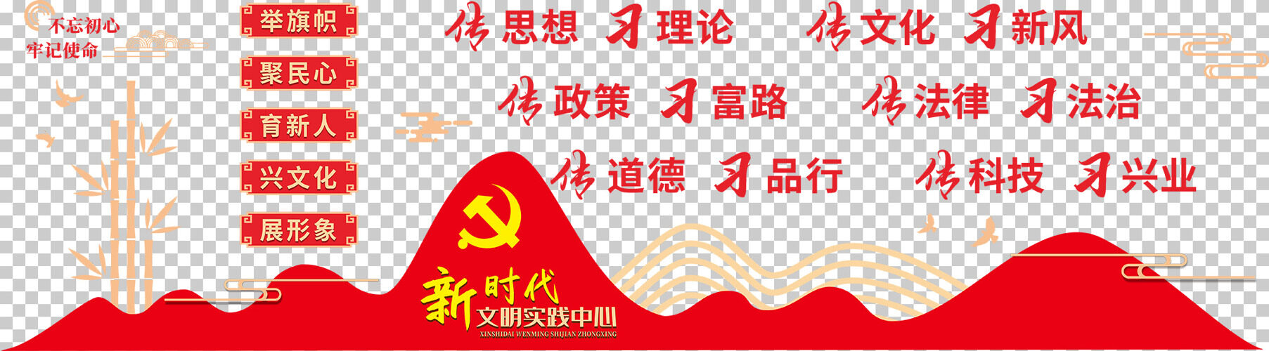 新时代文明实践中心六传六习党建文化背景墙 