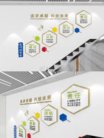 企业学校楼梯文化墙励志制度楼梯文化墙