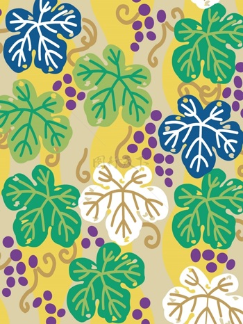 传统 欧式俄式花卉底图底纹  图案背景贴图 四色叶子和葡萄