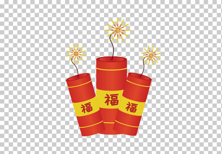 红色爆竹扁平中国传统节日促销新年元素