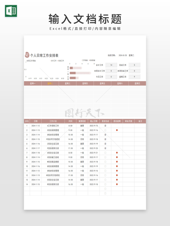 个人日常工作安排计划表