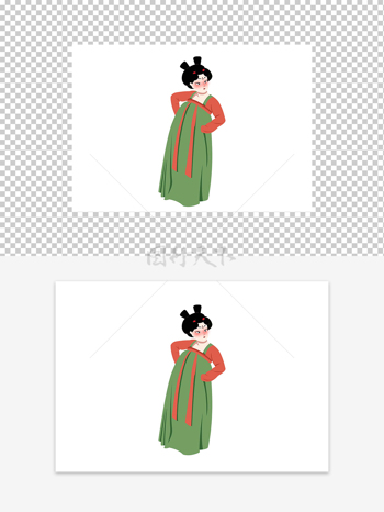 唐朝侍女手绘形象图案