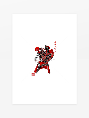 国粹皮影戏头部特写图案